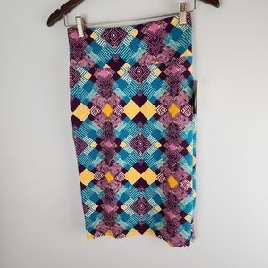 Lularoe Cassie Pencil Skirt Aztec Print Stretch Size Extra Small